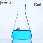 LINYEYUE 50 мл стеклянная коническая колба, химическая колба Erlenmeyer, боросиликатное стекло, лабораторное оборудование с высокой термостойкостью