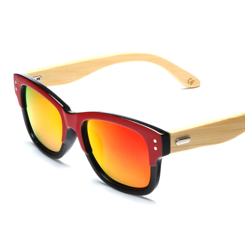 Женские Классические бамбуковые солнцезащитные очки Ablibi красные деревянные