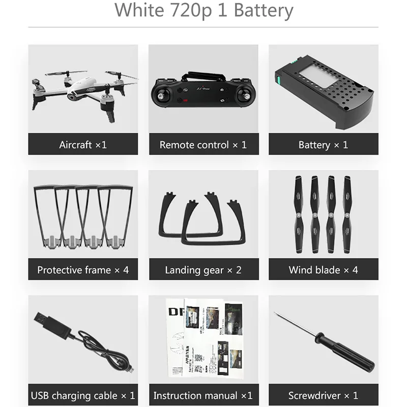 720P White 1B Dual SG106 Wifi Радиоуправляемый Дрон 4K 1080P 720P HD Двойная камера оптический поток воздушный Квадрокоптер FPV Дрон длительный срок службы батареи игрушки для детей - Цвет: 720P White 1B Dual