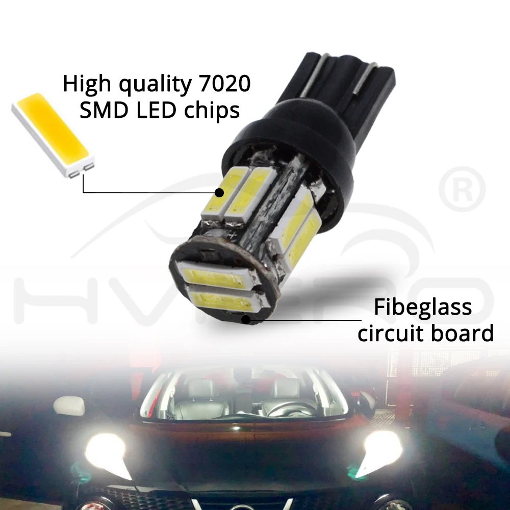 1 шт. W5W T10 ВОДИТЬ Автомобиль AC/DC 12V 7020 10SMD 194 168 Клин Замена обратный инструмент Панель лампы белого лампы для Габаритные огни