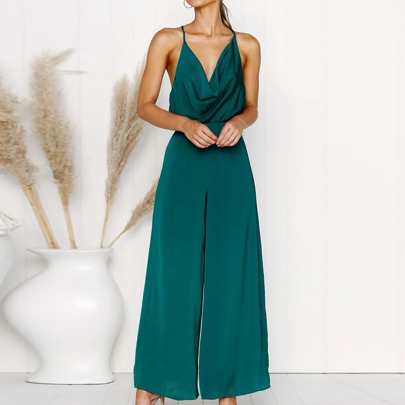 Повседневный Комбинезон комбинезон свободные широкие ноги летнее вечернее