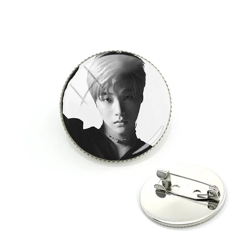 IK16 JWEIJIAO Kpop IKON значки стеклянный кабошон Фотокарта фото купольные Броши металлические булавки для поклонников Коллекция подарков IK12 - Окраска металла: IK16