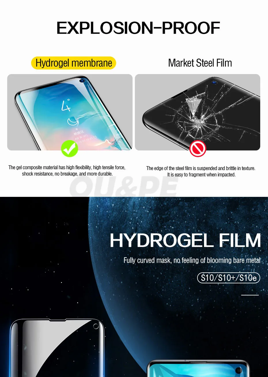 100D Гидрогелевая пленка для Samsung Galaxy S8 S9 S10 Plus Note 8 9 Защитная пленка для экрана для Samsung A50 A20 A70 A7 пленка не стекло