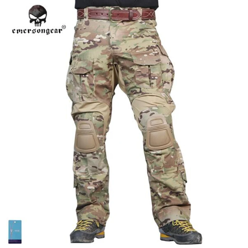 MC Emerson gear G3 боевые брюки с наколенниками стрейч строчка дизайн водостойкие тренировочные брюки страйкбол тактические шестерни брюки - Цвет: MC