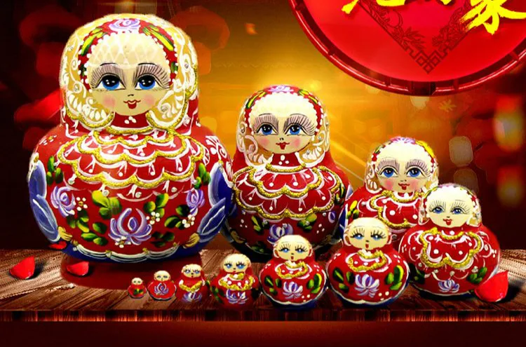 

10 pcs/set 15cm Matryoshka Russian Doll Children Wooden Toys Russian Nesting Dolls Ethnic Dolls Dried Basswood Gift