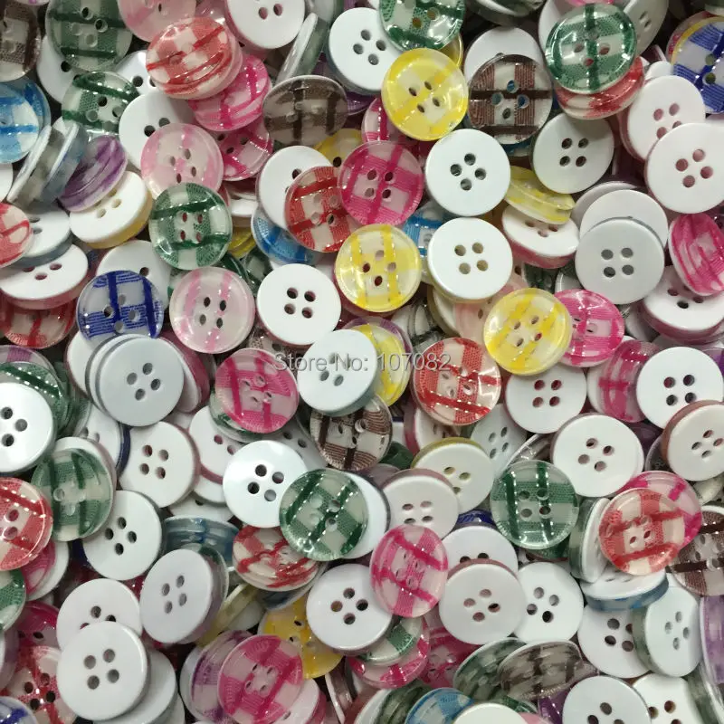 

1000pcs 13mm Silver gingham Mixed Checks Buttons Sewing 4 Holes Resin Round Button Embellishment Cardmaking Crafts
