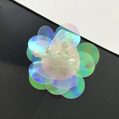 3D Цветочная аппликация ручной работы из бисера для ткани разноцветная