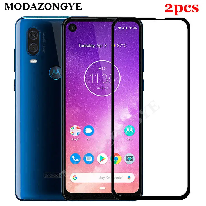 2 шт. закаленное стекло для Moto One Vision Защита экрана MOTO OneVision XT1970 полное покрытие