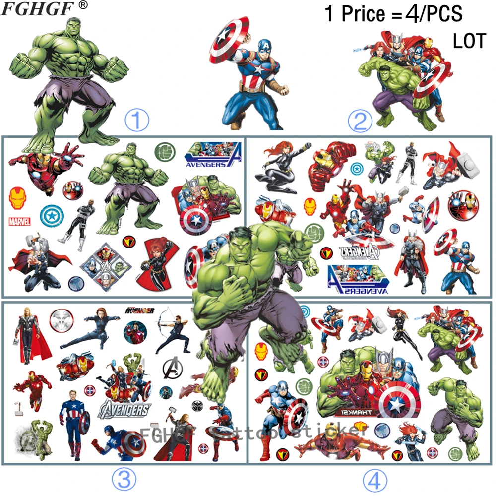 FGHGF 4 шт. мультяшный американский супергерой детский временная боди арт флеш тату