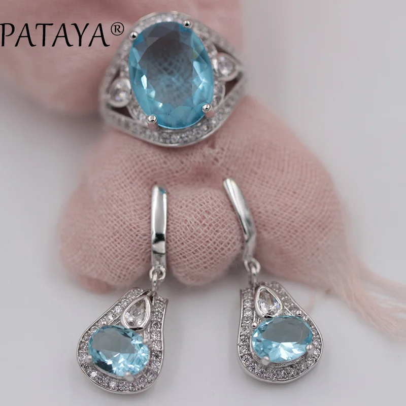 Женские серьги кольца PATAYA разноцветные овальные из натурального циркония