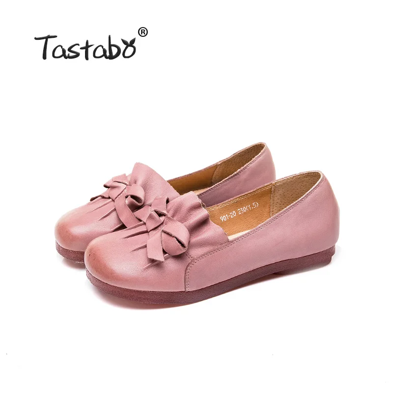 Pink Tastabo/женские лоферы ручной работы; повседневные туфли-оксфорды в простом стиле; удобная прогулочная женская обувь на низком каблуке с мягкой подошвой - Цвет: Pink