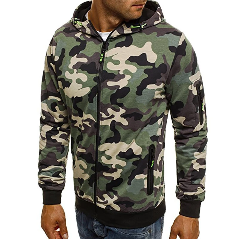 Camouflage Hoodies Men New Sweatshirt Male camo Hoody Hip Hop Autumn Fleece Military Cardigan Hoodie Plus Size XXXL