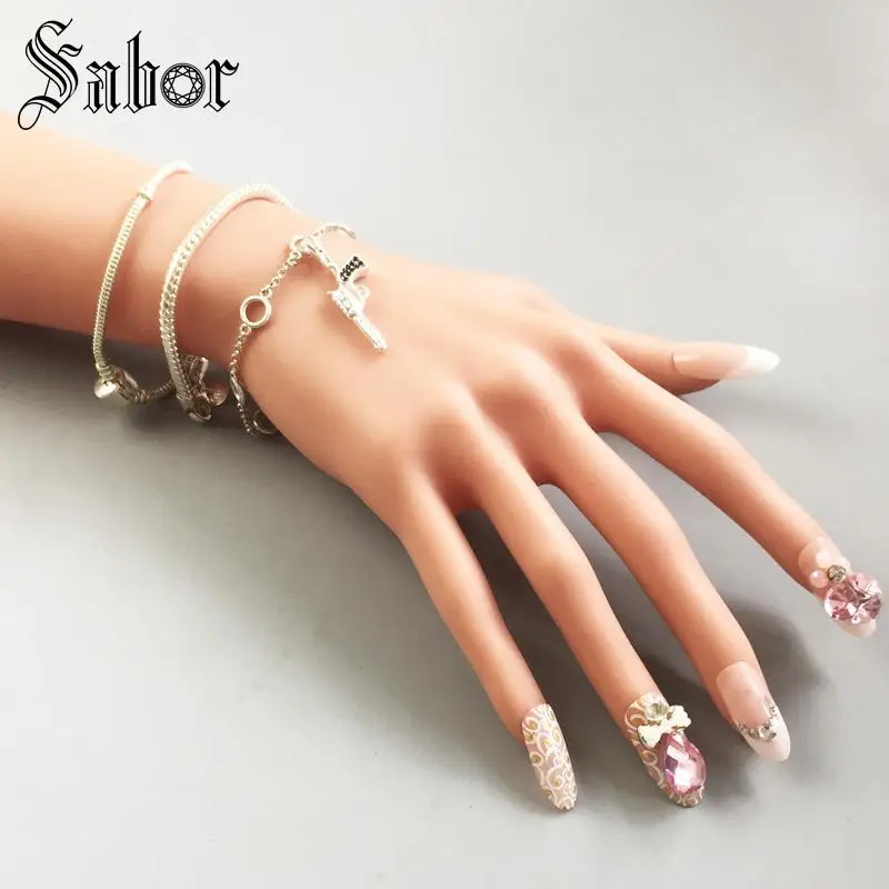 Подвеска в виде пистолета модное ювелирное изделие серебряного цвета