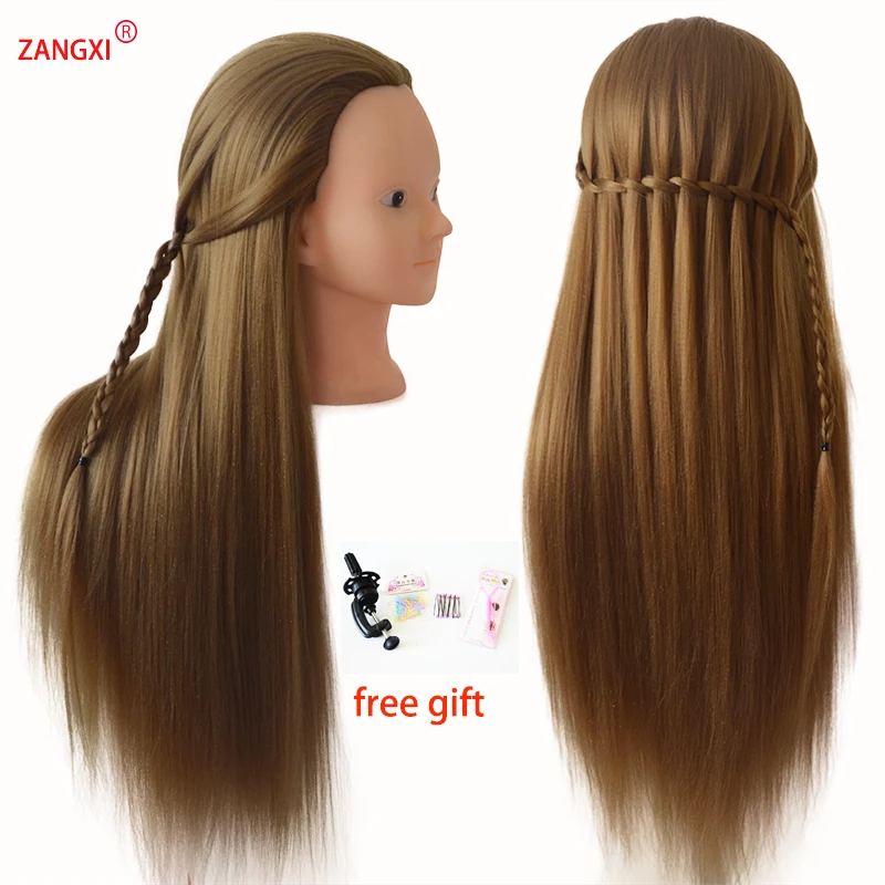 Good Long Thick Hair Hairdressing Doll Mannequin Head for Hairstyles Model Blonde Hair for Braiding Dummy Training Wig Head