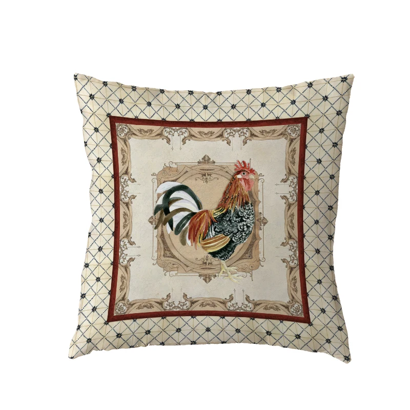 White Cushion Cover Vintage Rooster Beautiful Feathers Throw Pillow Case Geometric GIfts Home Living Room Decoration | Дом и сад