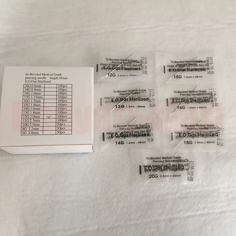 100 шт 20 г тела стерилизованные иглы для пирсинга стальные 0 8 мм Бесплатная