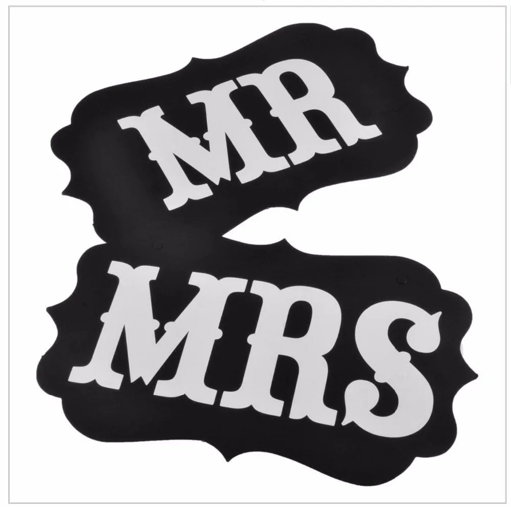 1 пара DIY веселые бутафория для свадебной фотосессии на черный Mr Mrs бумажная доска