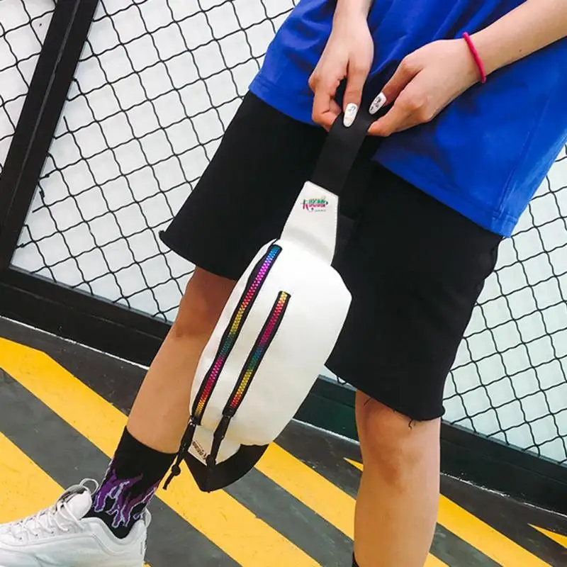 Поясная сумка черная/белая из искусственной кожи на молнии|Поясные сумки| |