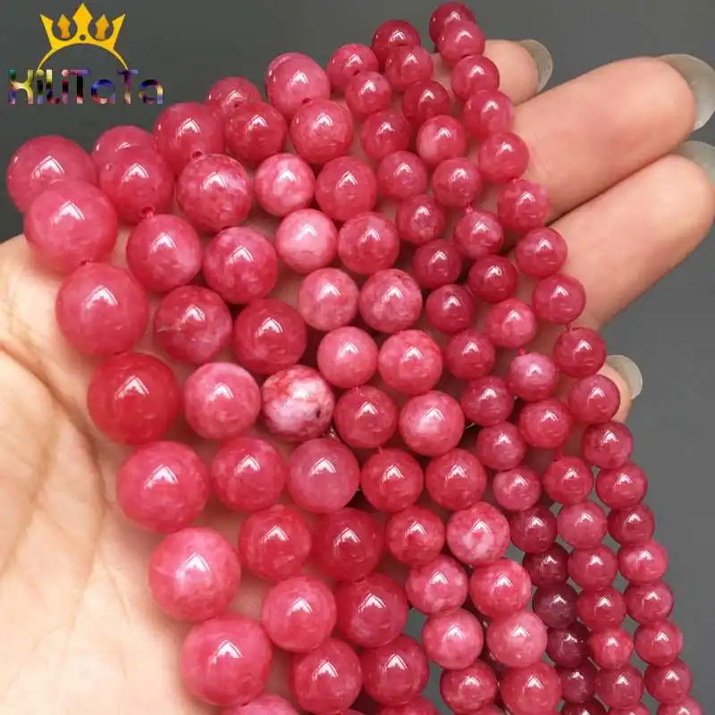 

Natural Angelite Stone Red Rhodochrosite Beads Smooth Round Loose Spacer Beads For Jewelry Making DIY Bracelet 15" 6/8/10/12mm