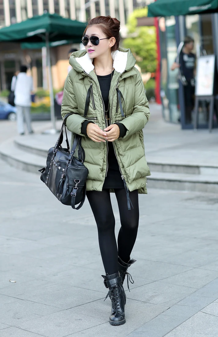 2014 корейский стиль свободного покроя одежда дамы длинный пуховик куртки