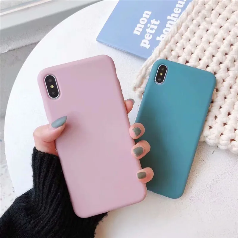Wixcen матовый свежий Оранжевый Мягкий силиконовый чехол для телефона для Iphone 7 7plus 6s 8 Xs Max XR противоударный розовый однотонный конфетный, TPU чехол
