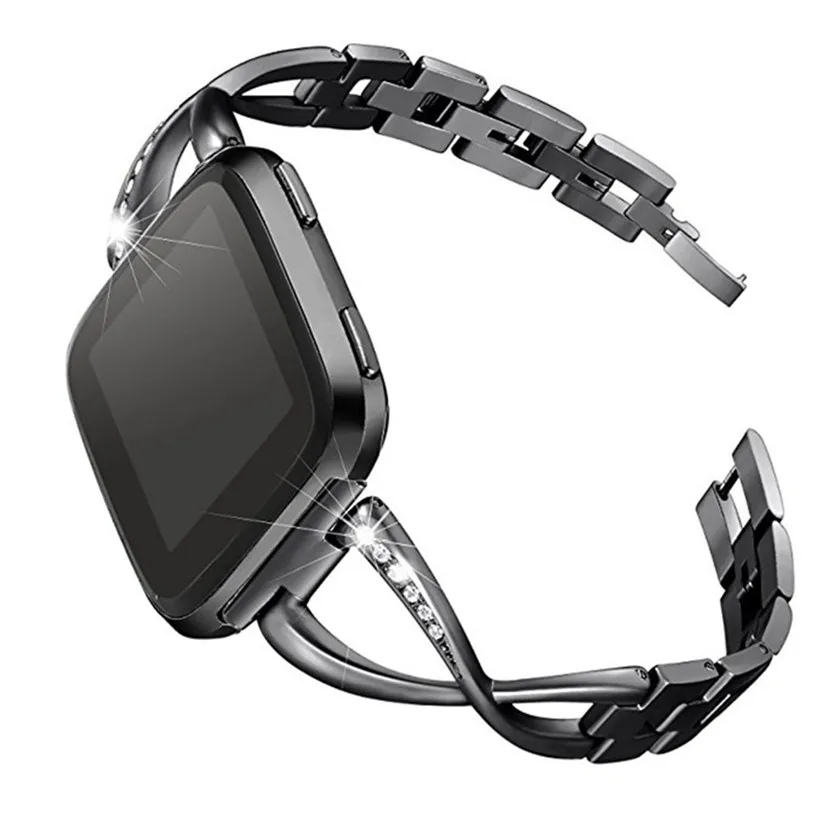 CARPRIE браслет роскошный сплав кристалл Нержавеющая сталь ремешок для Fitbit versa td0626