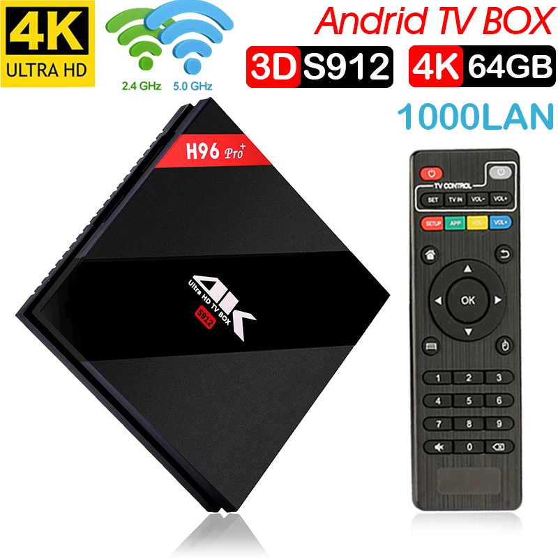 H96 pro plus Android 7,1 ТВ caja Amlogic S912 4 K телеприставка OctaCore 3 Гб 64 Гб двойной WiFi T95Z Smart медиаплеер