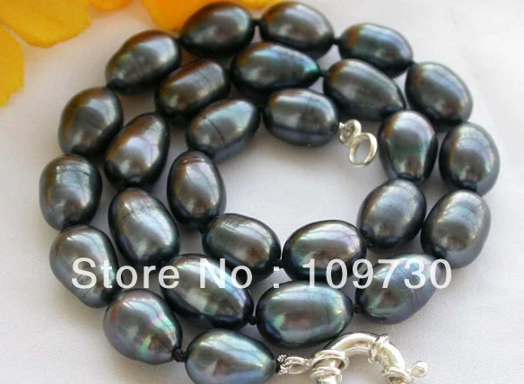 

Jewelry 17" 11*14mm black rice freshwater pearl necklace