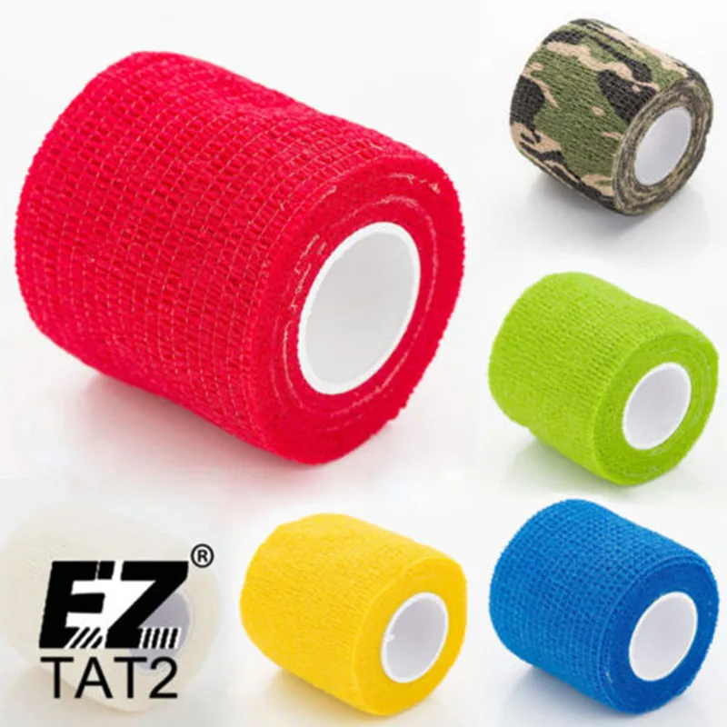 

12 Pcs/Box 5 Colors Premium EZ Cohesive Bandages Self-Adhensive Elastic Tattoo Grip Covers 4.5M* 2 Inch Wide *5 Yards