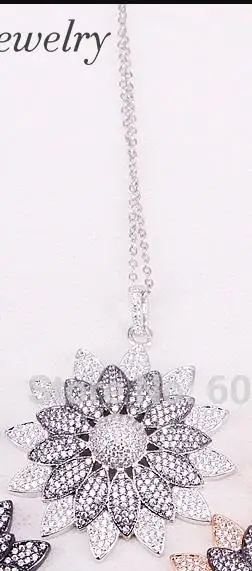 Silver Necklace 5 нитей ZYZ323-8910 CZ микро проложить цветок кулон цепочки и ожерелья, фианит цветок очарование золото, серебро, розовое золото, цвета Gunmetal - Окраска металла: Silver Necklace