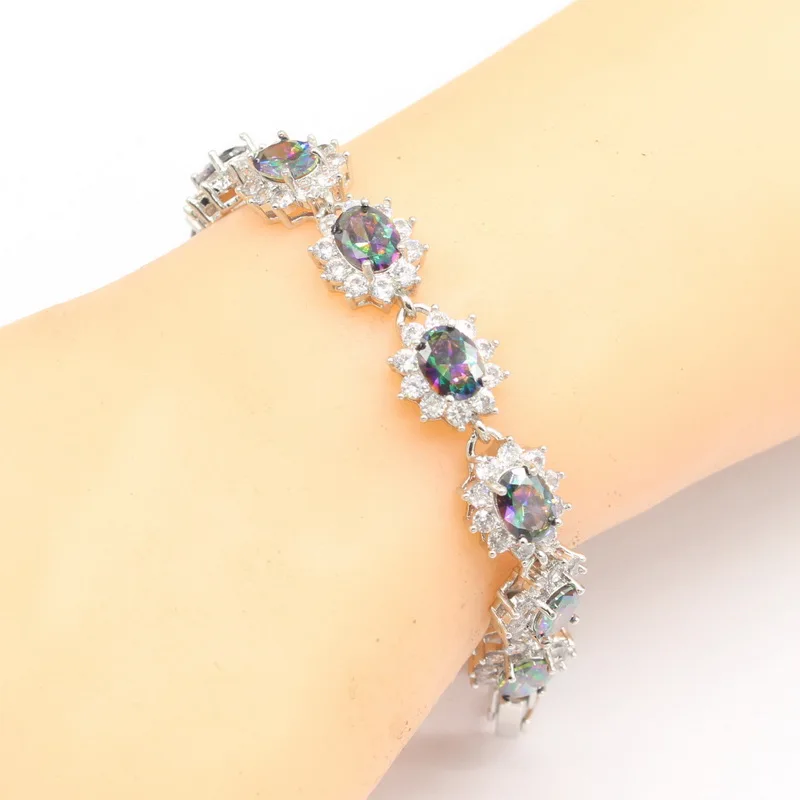 Ювелирные наборы из серебра 925 пробы женские разноцветные Серьги браслет с