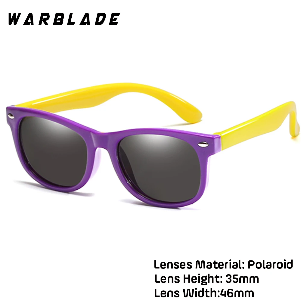 purple yellow WarBlade зеркальные детские солнцезащитные очки TR90 для мальчиков и девочек, поляризационные силиконовые защитные солнцезащитные очки, подарок для детей, малышей, UV400, Gafas - Цвет линз: purple yellow