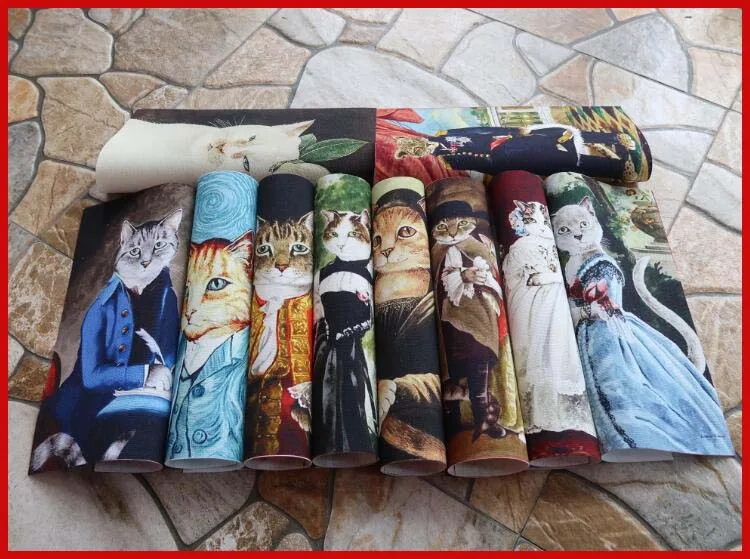 Дешево Ван Гог кот дизайн Лоскутная ручная ткань 100% хлопок ручная сделай сам Ткань для шитья пэчворк сделай сам украшение Цифровая Печать Патч