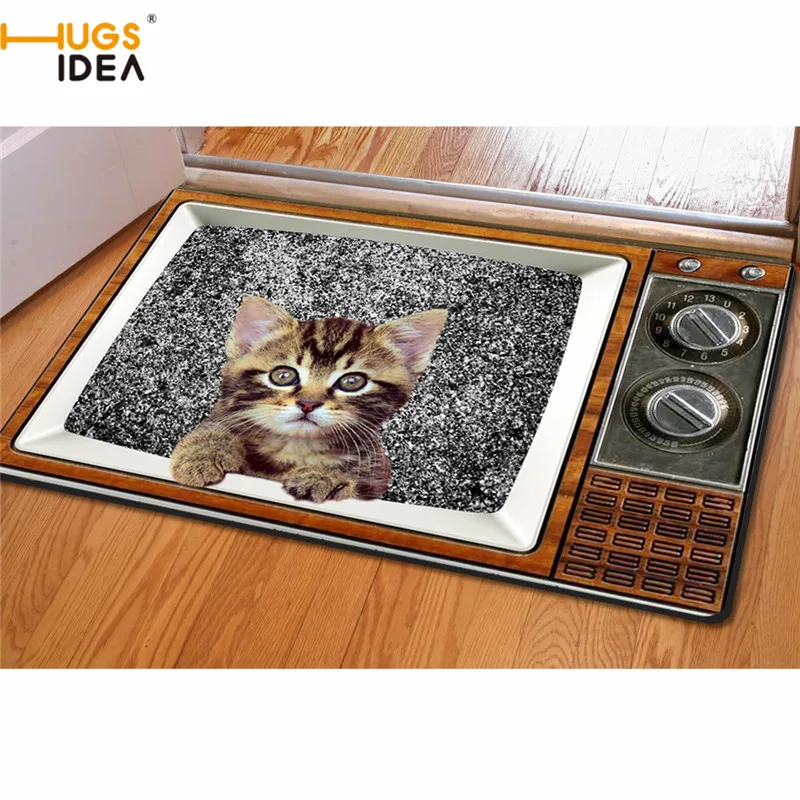 Винтажный 3D коврик HUGSIDEA с изображением животного кота на ТВ креативные Входные