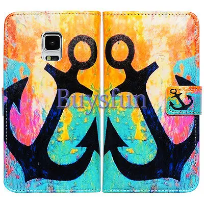 Bcov Brand Black Anchor Folio Leather Case Cover For Samsung Galaxy Note 4 103027840 |