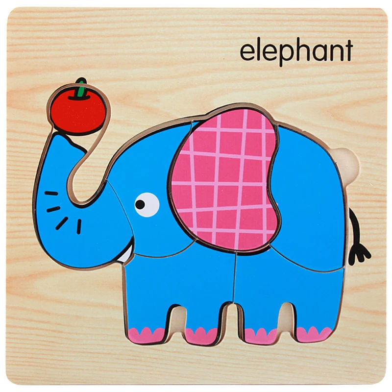 Деревянные пазлы Монтессори Детские обучающие игрушки Фрукты Мультяшные