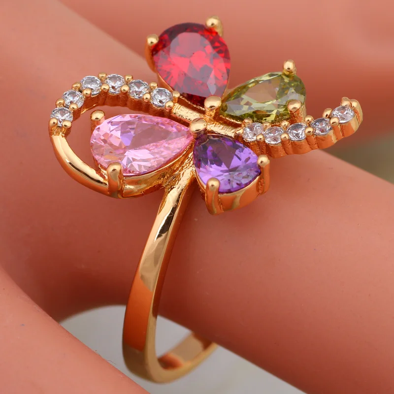 Новинка Лидер продаж Jewellery циркония кольца для девочек желтое золото разных