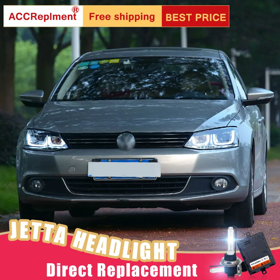 2Pcs LED Headlights For VW Jetta 2012-2015 led car lights Angel eyes xenon HID KIT Fog Daytime Running Lights | Автомобили и