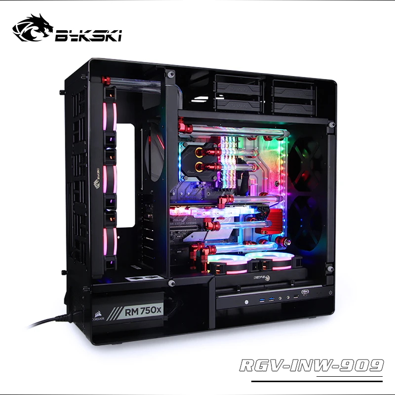 BYKSKI акриловый бак для использования в WIN 909 чехол для компьютера/3PIN 5 V D-RGB/Combo DDC насос крутой водный канал решение