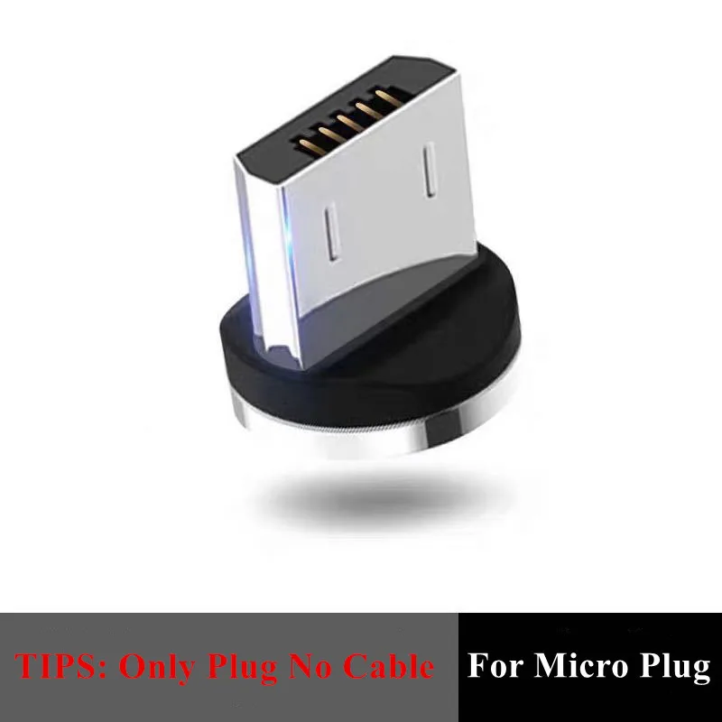 For Micro Plug Светодиодный магнитный usb-кабель для зарядки кабеля USB type C Магнитный зарядный кабель для передачи данных Micro usb кабель для samsung Xiaomi huawei USB шнур - Цвет: For Micro Plug