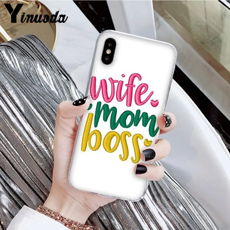 Yinuoda, лучшая мама, босс, слова, окрашенные, аксессуары для телефонов, чехол для Apple iPhone 8 7 6 6S Plus X XS MAX 5 5S SE XR, мобильные чехлы