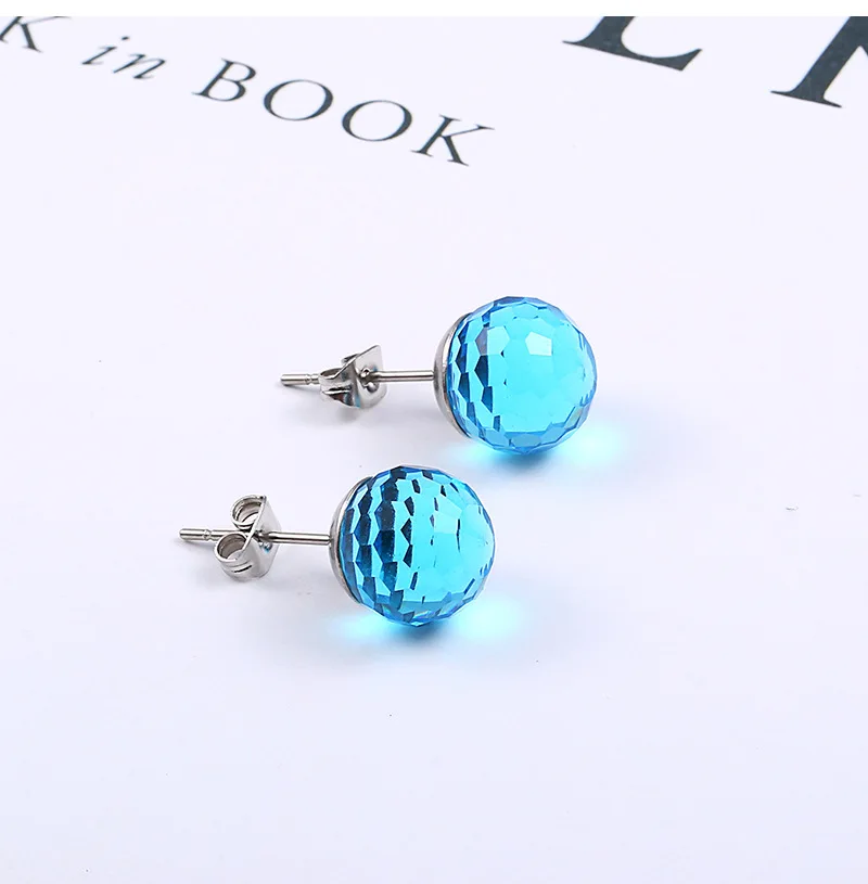 8mm blue 8мм10мм серьги из нержавеющей стали с кристаллами серьги-шарики в стиле диско женские модные ювелирные изделия оружие свадебные серьги J35 - Окраска металла: 8mm blue