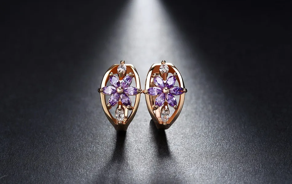 ORSA JEWELS Роскошные Серьги-Гвоздики Золотая Шампань Цветок с Фианитом Женщинам Подарок На День Рождения Бижутерия OME33