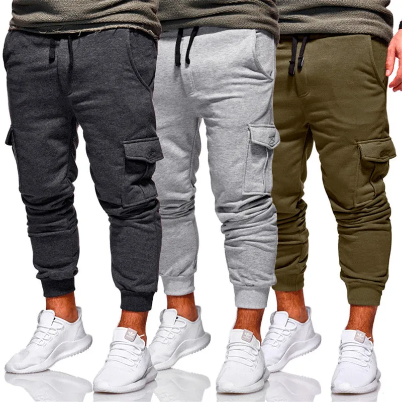 

Men Joggers Long Pants Pocket Elastic Waist Trousers Pantalon Homme Sweat Pants Man Hombre Track Hip Hop Sweatpants Plus Size