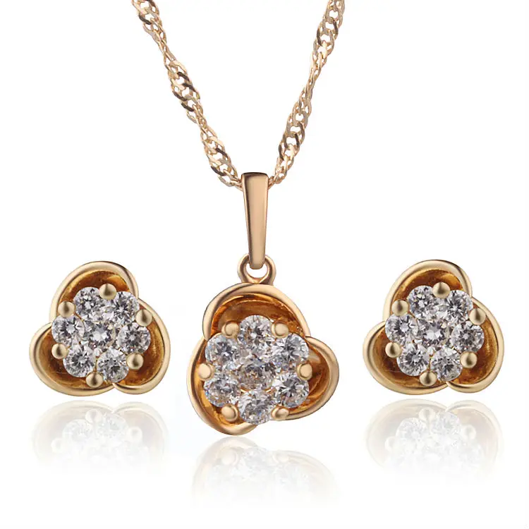 Женский костюм золотого цвета ювелирный набор подвеска со стразами Фианит