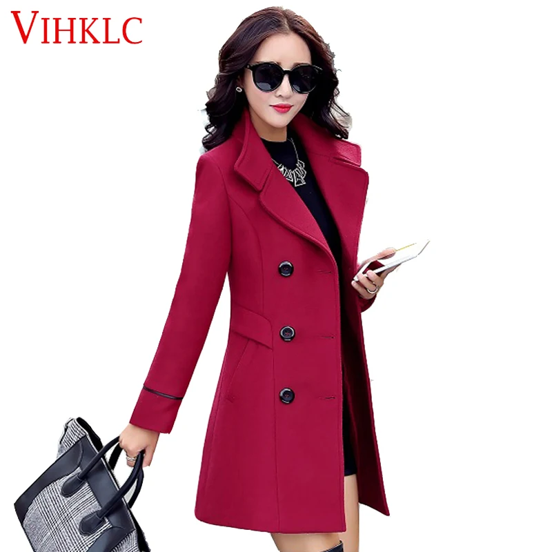 Осень-зима Новинка 2017 года женские Модные Шерстяное пальто Двубортное