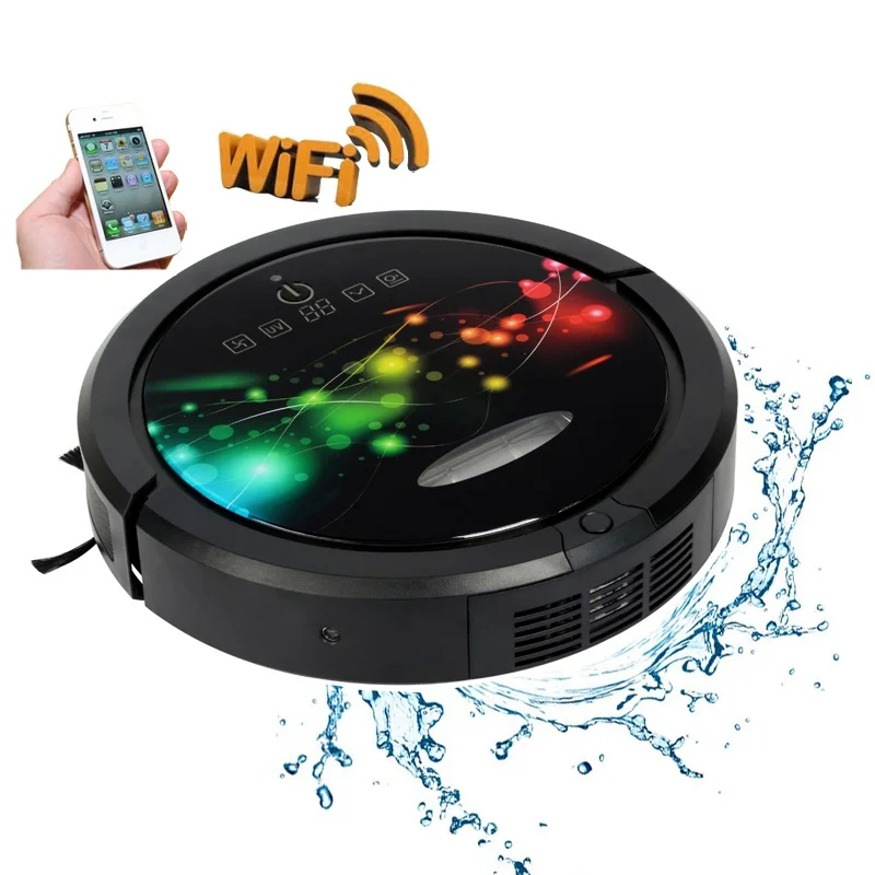 Робот пылесос QQ6 с Wi Fi управлением через приложение красного цвета для влажной и
