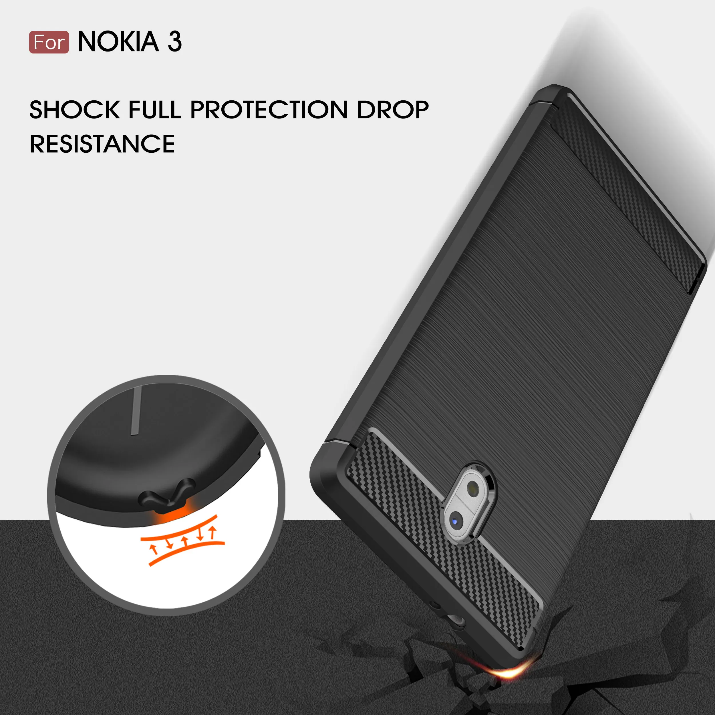 Soft Silicone Carbon Fiber Case for etui Nokia 3 ta-1032 Dual Sim Slim TPU Back Cover Nokia-3 Mobile Phone Nokia3 Coque |
