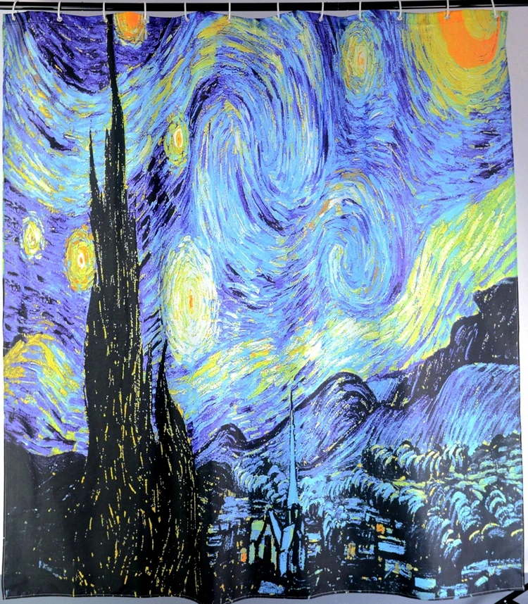 Водонепроницаемая душевая занавеска Звездная ночь из полиэстера с принтом