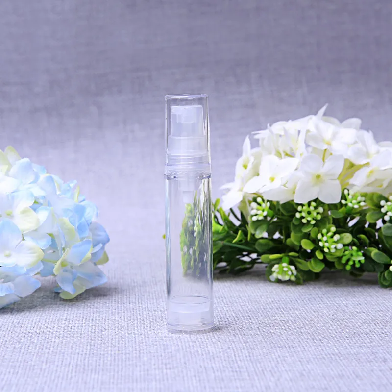 

50pcs/lot 5ml 10ml 15ml Transparent Clear Essence Pump Plastic Airless Bottles for Lotion Cream Shampoo Bath Empty Cosmetic